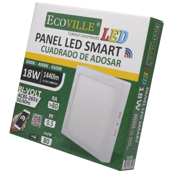 PANEL SMART EXTERNO CUADRADO 18W CCT ECOVILLE