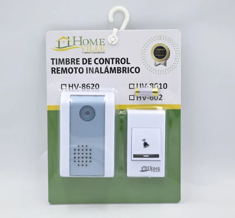 Timbre Inalámbrico 220v Hv-002 Cuadrado Blanco Homeville