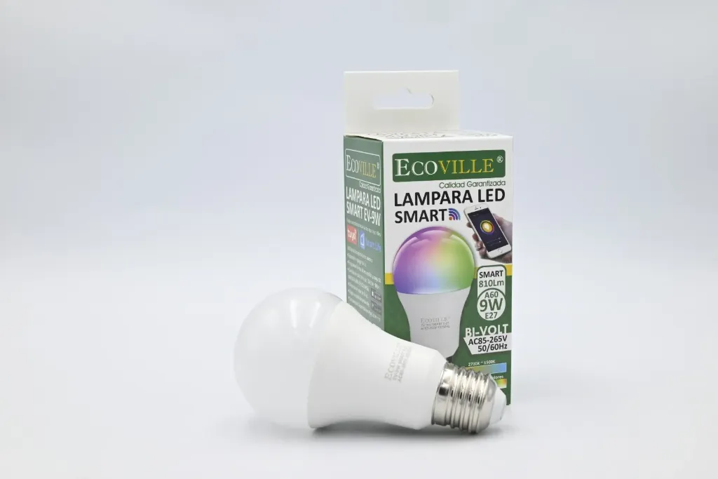 Lámpara LED Smart 9W RGB A60 E27 WiFi Bi-volt ECOVILLE