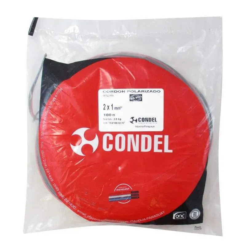 Cable Cordon 2x1mm Polarizado Condel 100mts