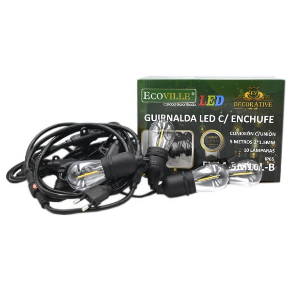 GUIRNALDA LED PROLONGABLE EV14-5M 10L-B ECOVILLE